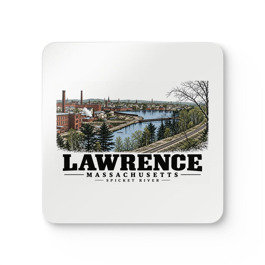 Lawrence Spicket River factories and railroad tracks Cork Back Coaster Set - Merrimack Valley Goods