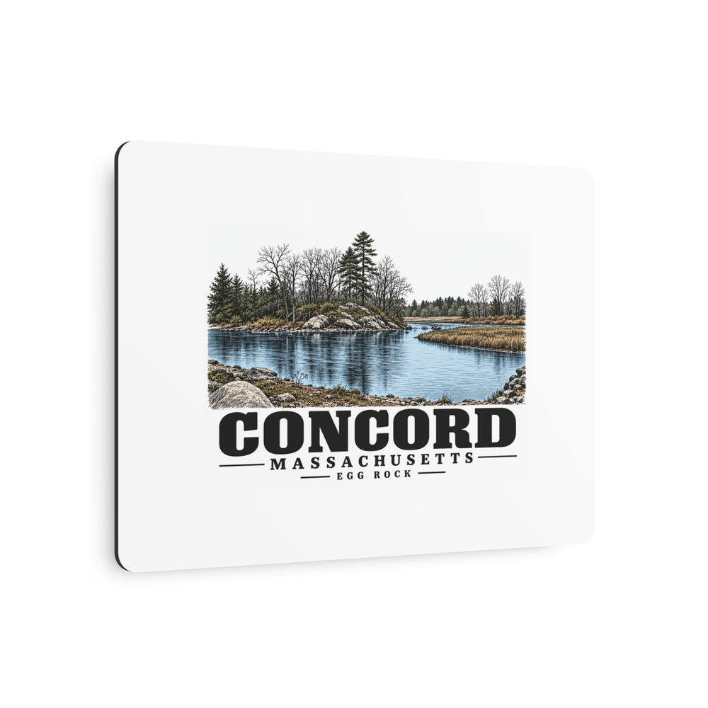 Illustrated Egg Rock in Concord on metal art sign