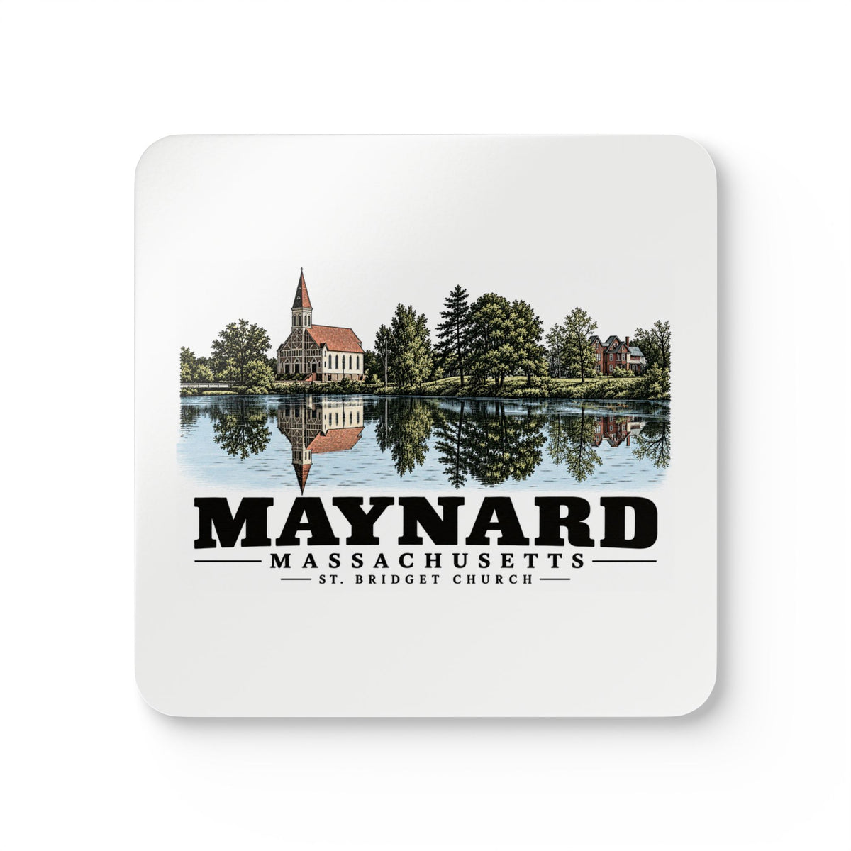 MAYNARD St. Bridget Church Cork Back Coaster Set - Assabet Valley Goods