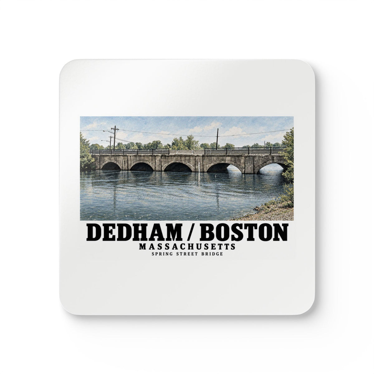 Spring Street Bridge north elevation (HAER MA-95-4, 1990) Cork Back Coaster Set - Charles River