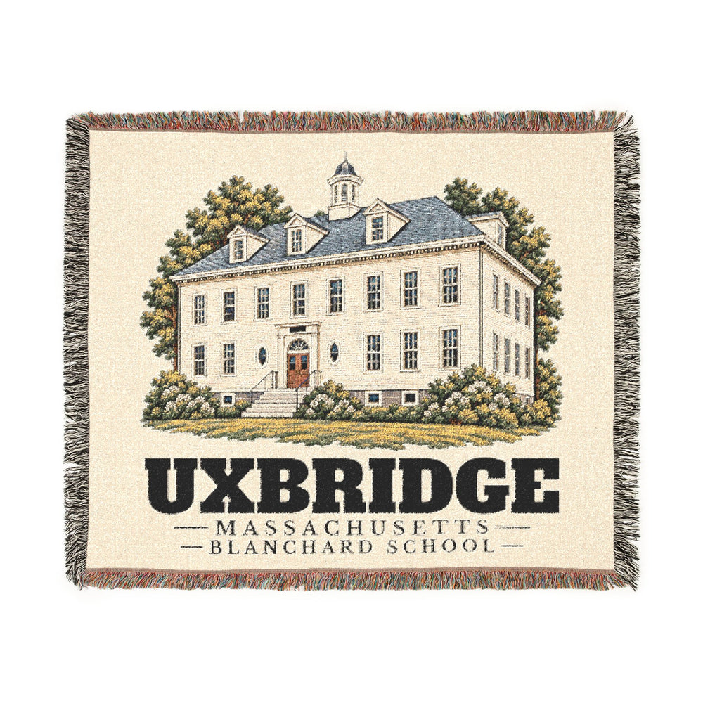 Blanchard School — Uxbridge, Massachusetts woven blanket, product view 1