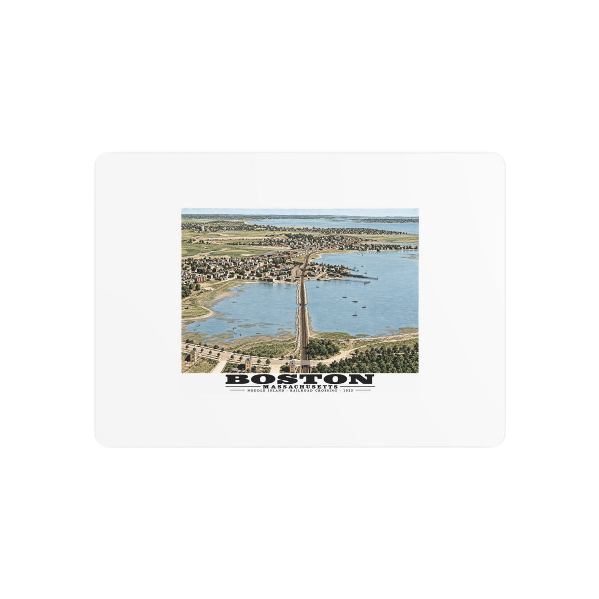 Boston. Chelsea and Revere 7 × 5 in Horizontal Metal Wall Art - Boston Harbor