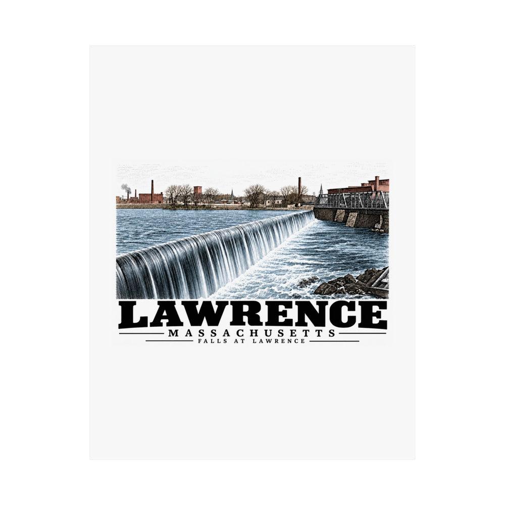 11 x 14 unclipped front of Falls at Lawrence matte poster, Lawrence, Massachusetts.