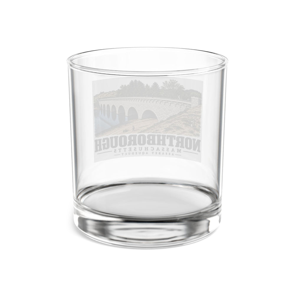 Illustrated Assabet Aqueduct in Northborough on rocks glass