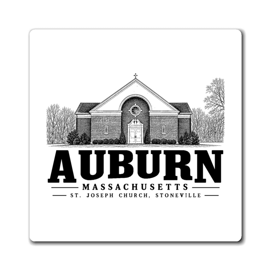 Auburn St. Joseph Church, Stoneville 4 in Magnet in White — front view