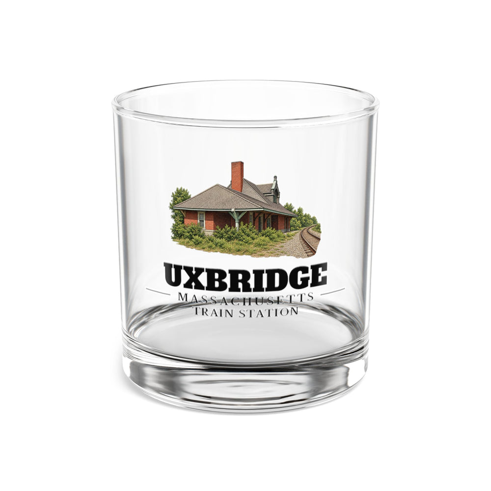 Front view of Uxbridge Train Station 10 oz Rocks Glass