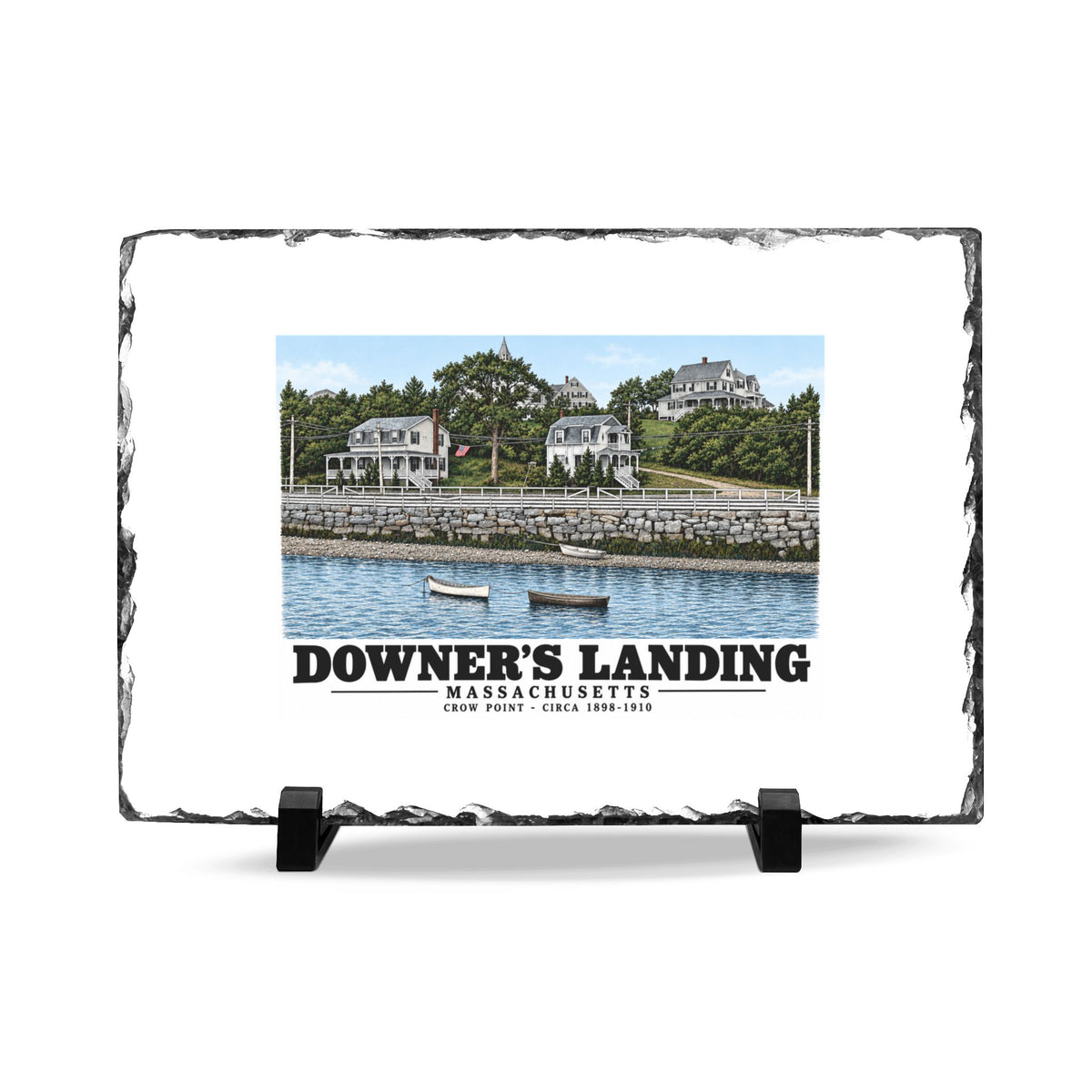 Downer's Landing, Mass. 7 × 11 in Slate Desk Plaque - Boston Harbor