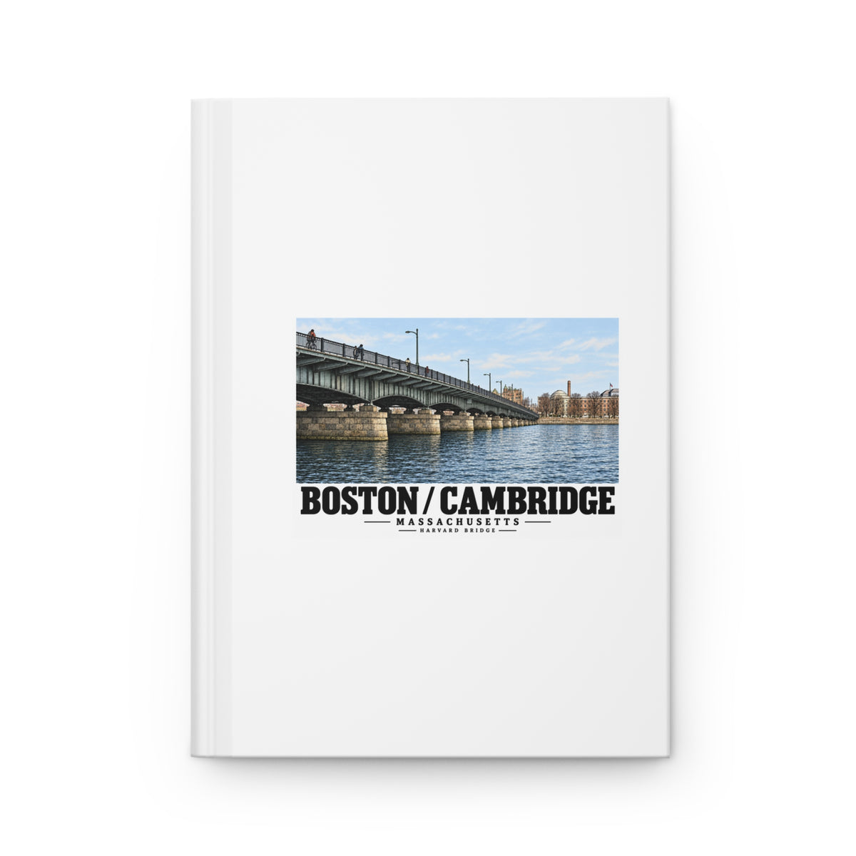 Journal front cover with Harvard Bridge artwork and Boston/Cambridge lettering