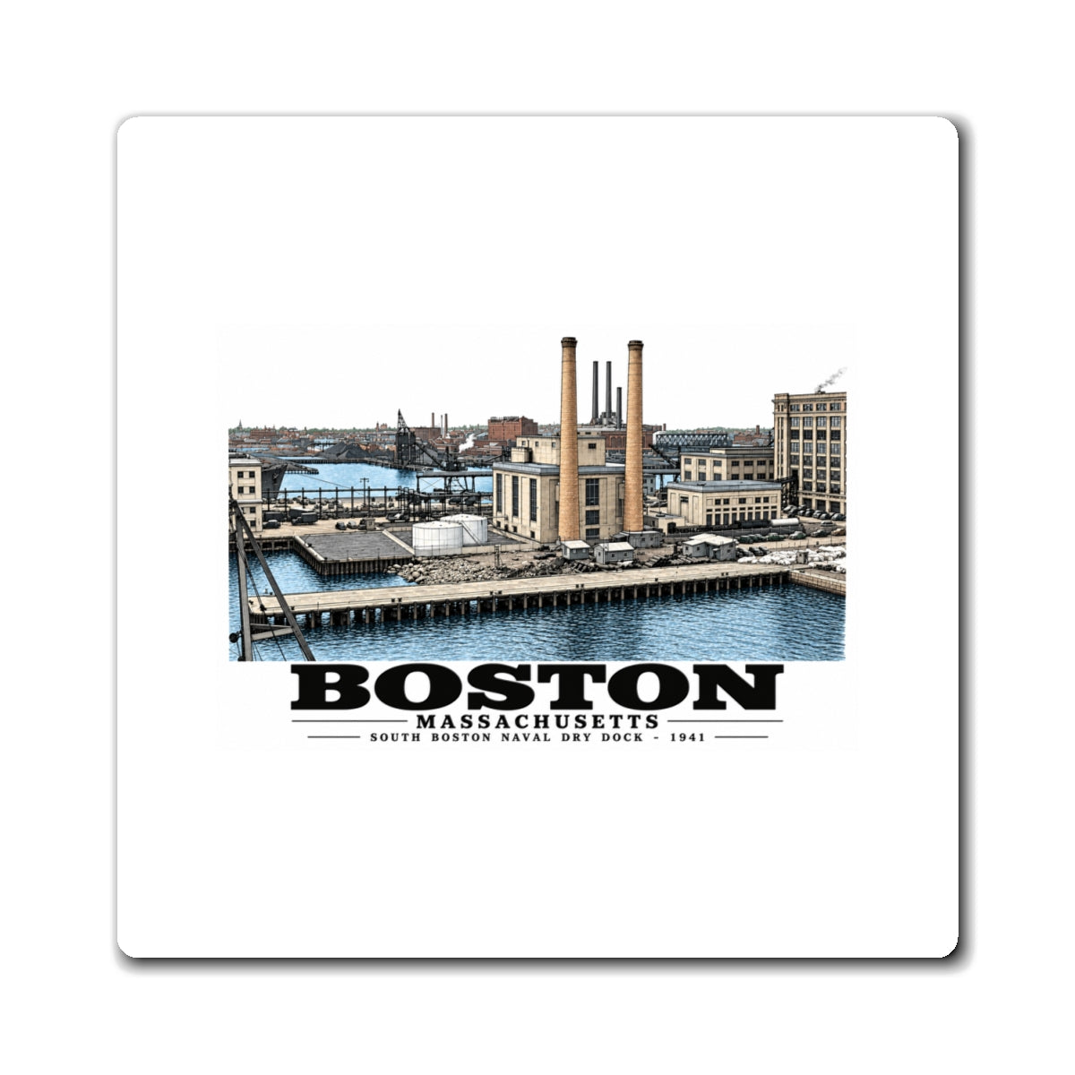 South Boston Dry Dock Area Mar 29-41 from roof of elevator shaft SE 4 in Magnet - Boston Harbor