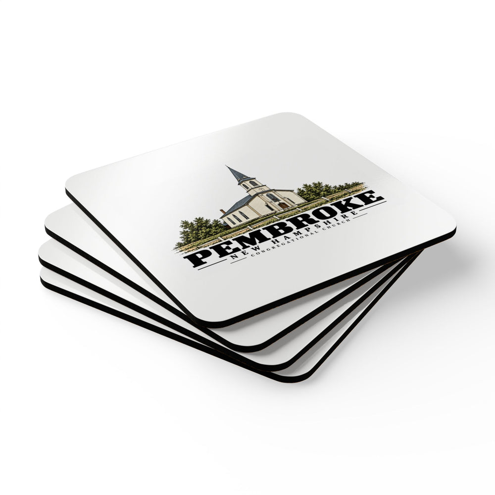Pembroke Congregational Church, Pembroke Street Cork Back Coaster Set - Merrimack Valley Goods