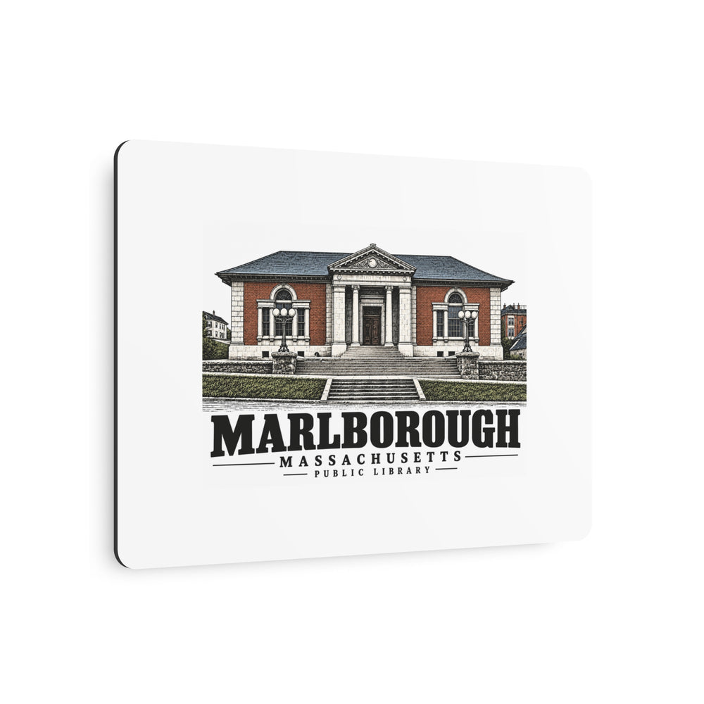 Illustrated Public Library in Marlborough on metal art sign