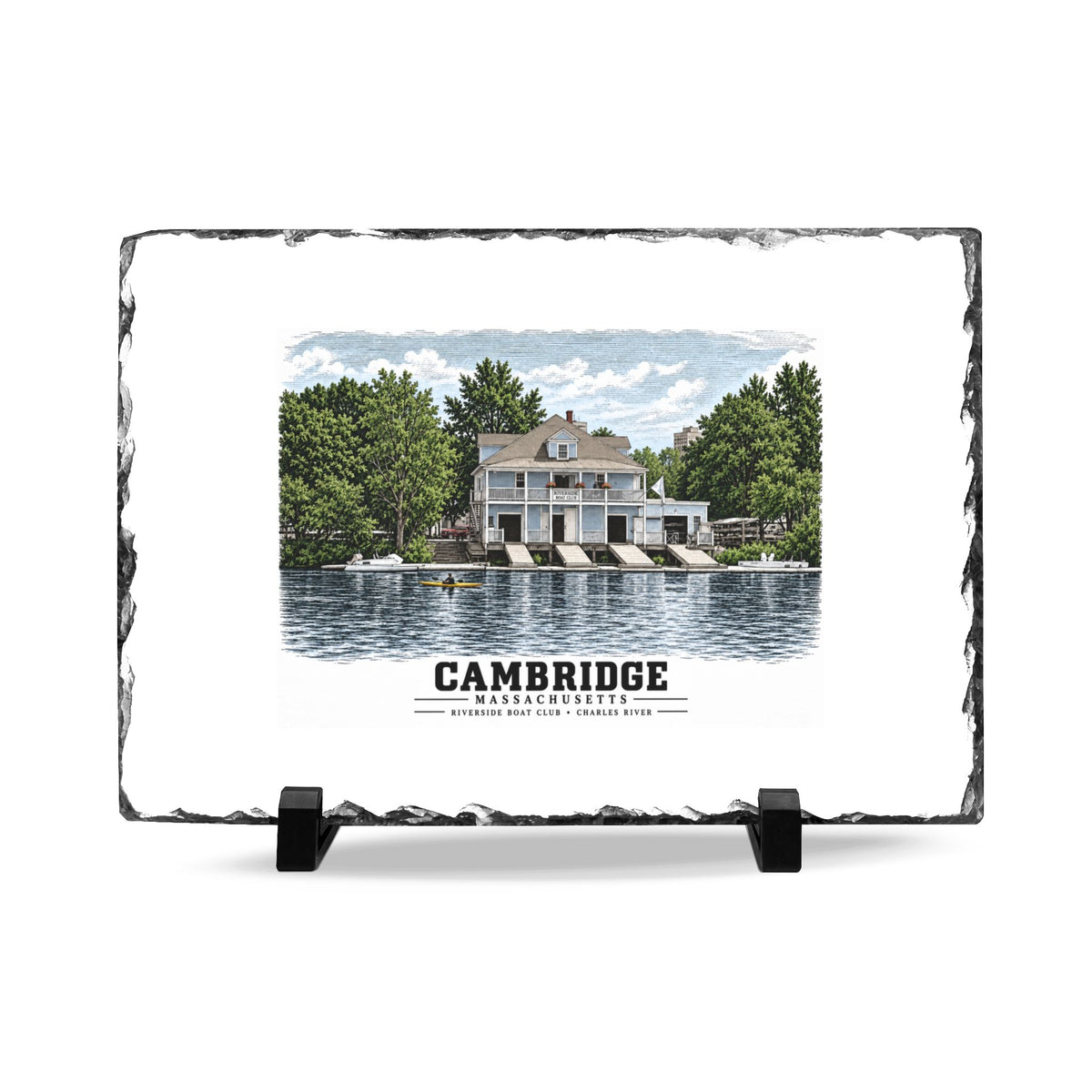 Riverside Boat Club, 769 Memorial Drive 7 × 11 in Slate Desk Plaque - Charles River
