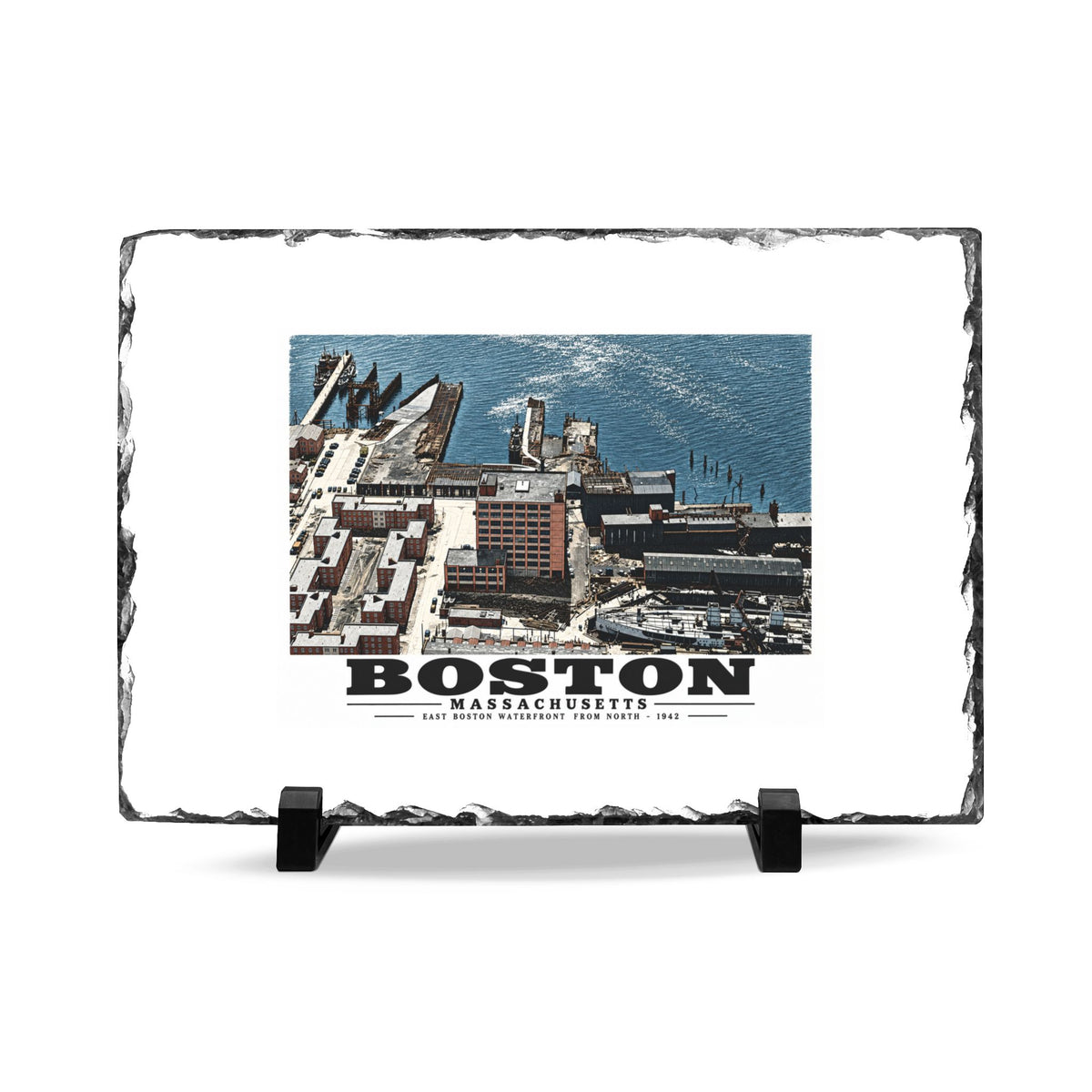 Maritime Coal Co., East Boston, MA -from North 1000 ft. 7 × 11 in Slate Desk Plaque - Boston Harbor