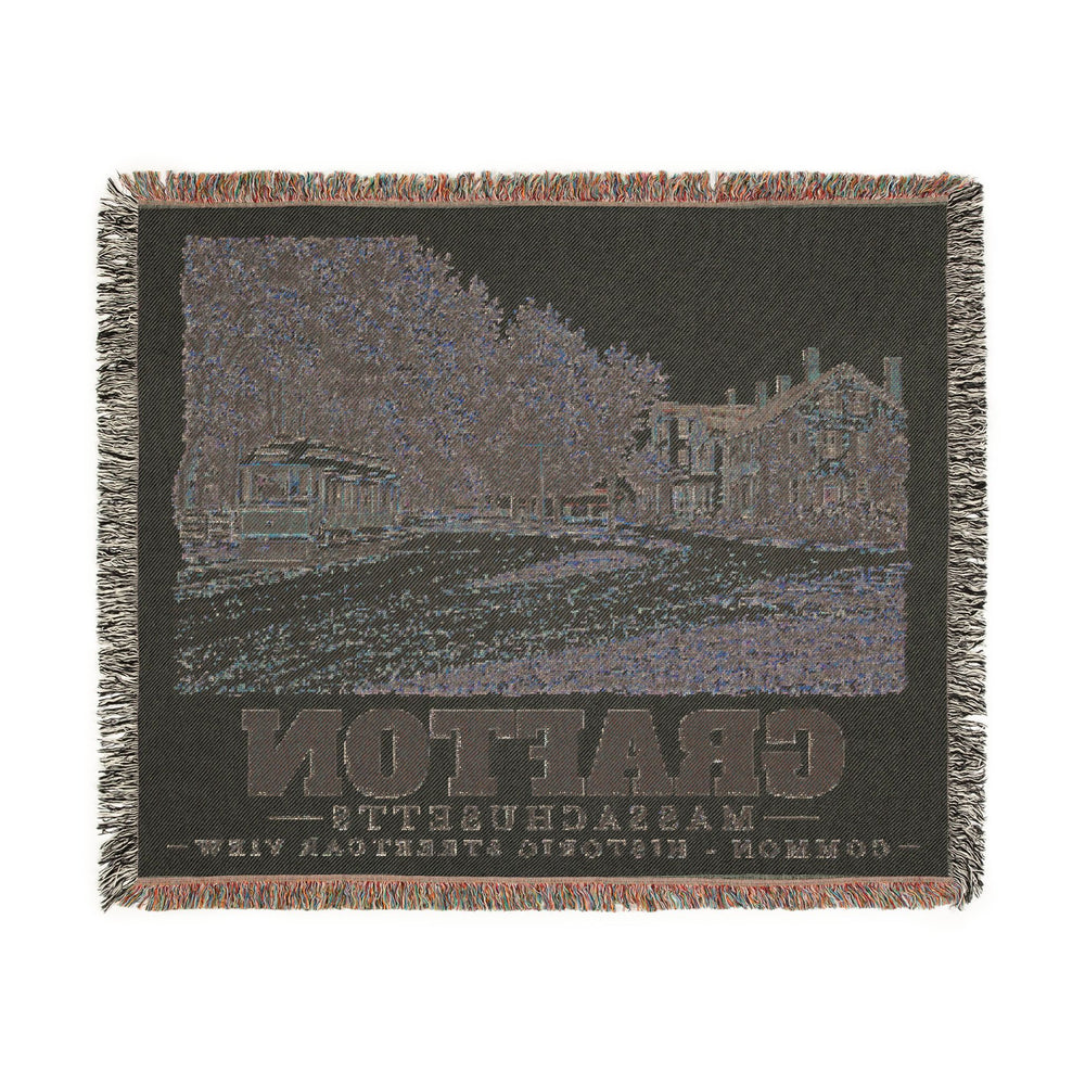 Common - Historic Streetcar View — Grafton, Massachusetts woven blanket, product view 3