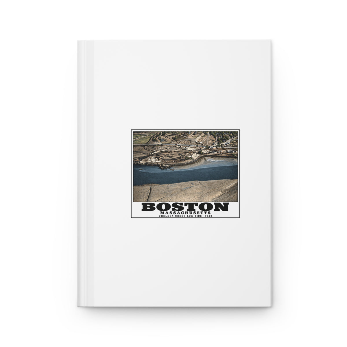 Shoreline, Chelsea Creek, East Boston, MA, Low Tide, Oil Storage Matte Hardcover Journal - Boston Harbor