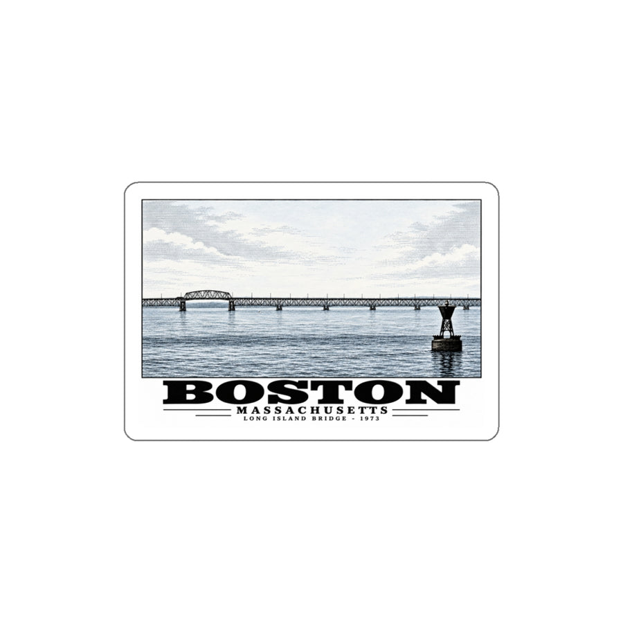 Long Island 4 in White Die-Cut Sticker - Boston Harbor