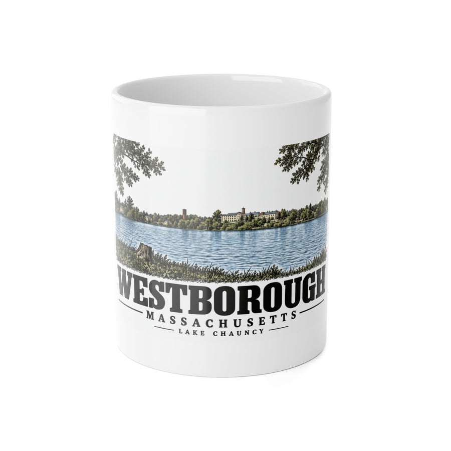 WESTBOROUGH Lake Chauncy 11 oz White Ceramic Mug - Assabet Valley Goods