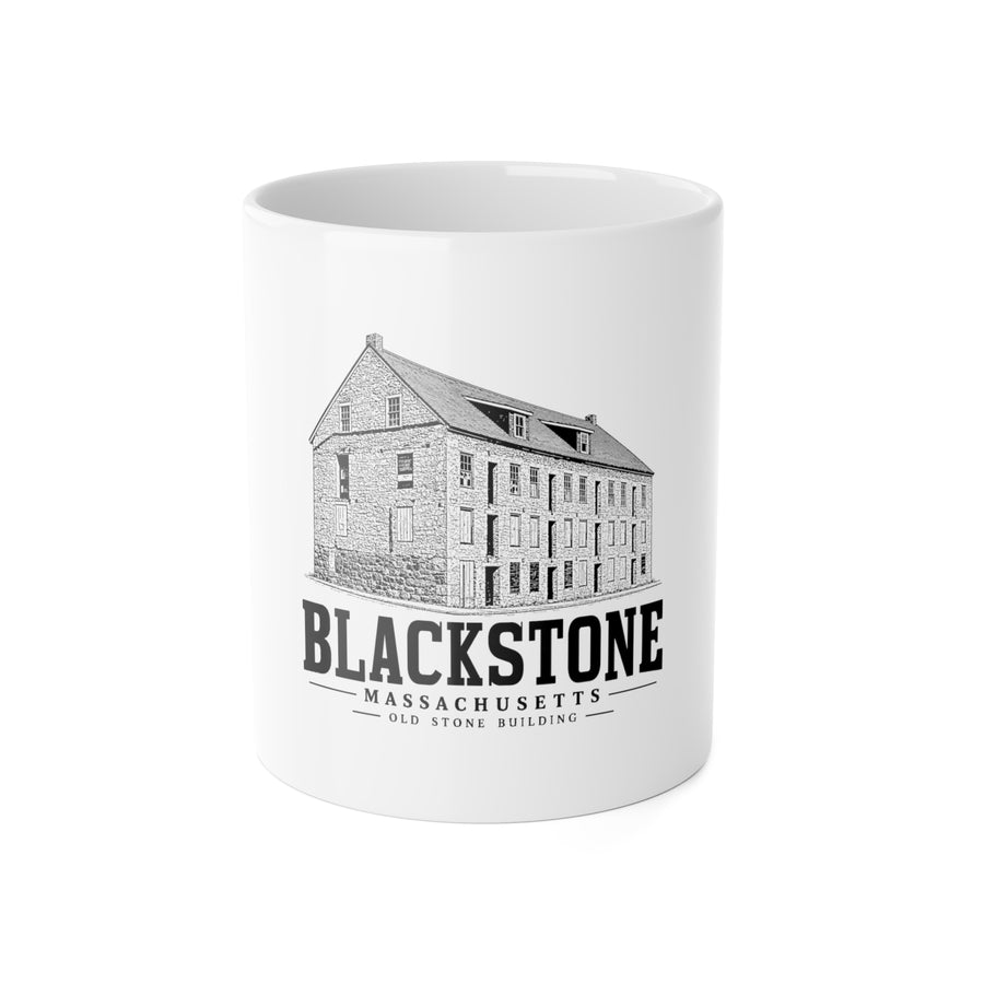 Blackstone Old Stone Building 11 oz Ceramic Mug in White — front view