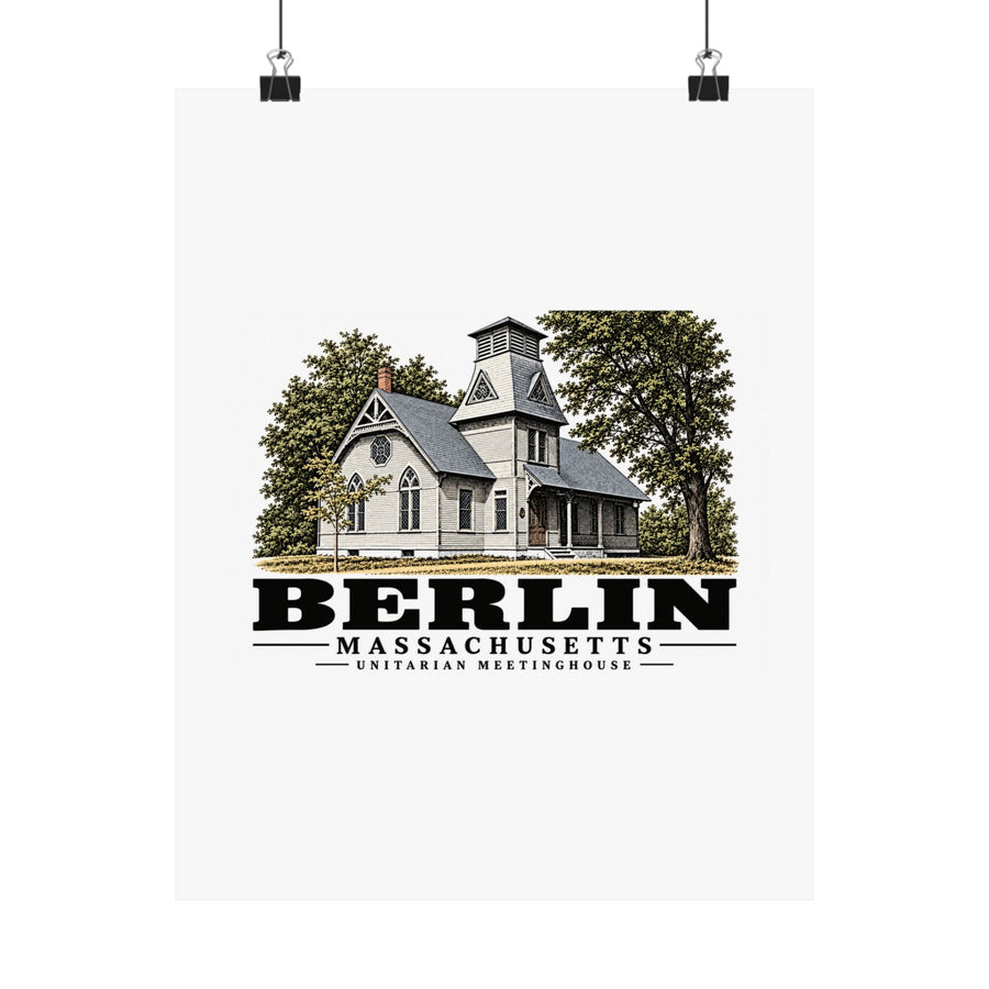 Illustrated Unitarian Meetinghouse in Berlin on unframed matte poster