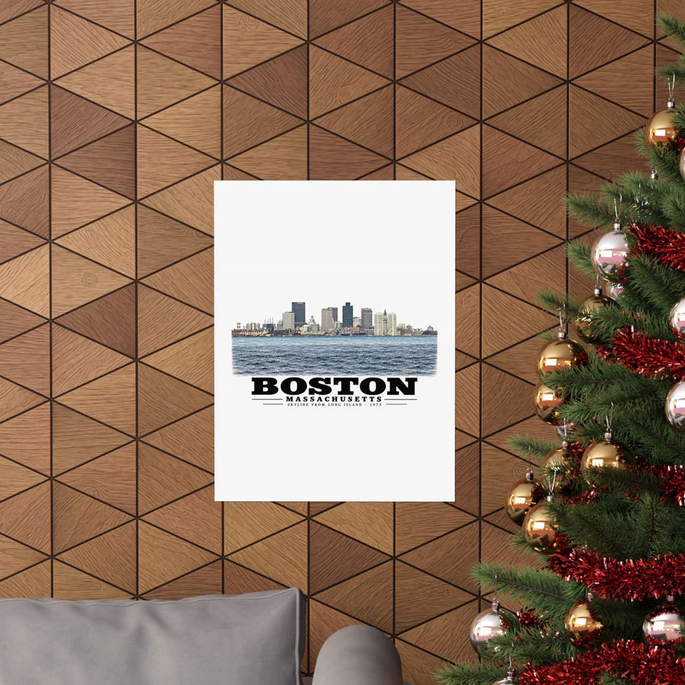 Skyline from near Long Island Matte Heritage Poster — 11 × 14 and 18 × 24 in - Boston Harbor