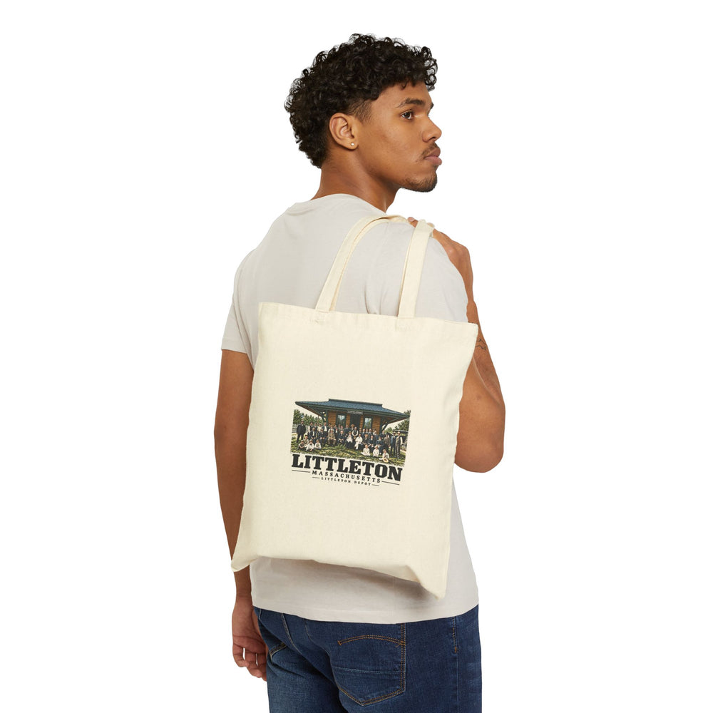 Littleton Depot Natural + Black Heavy Canvas Tote - Assabet Valley Goods