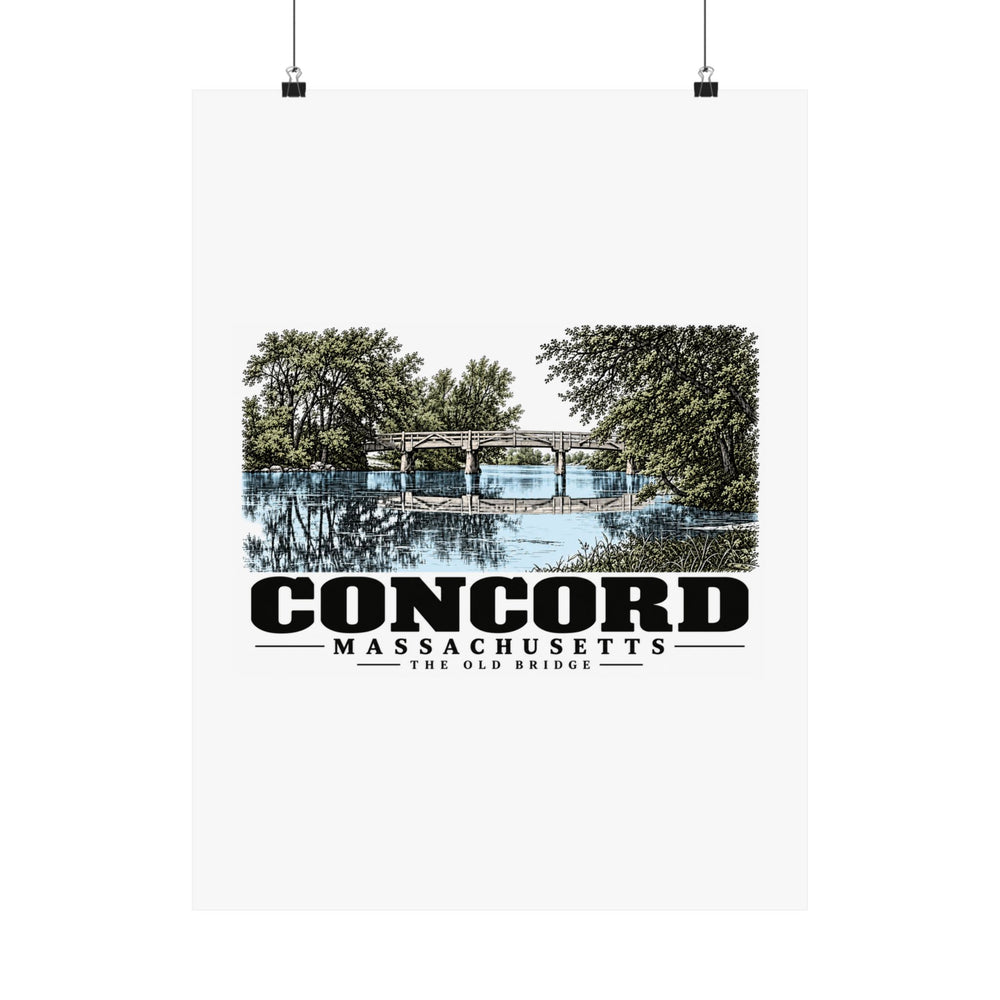Illustrated The Old Bridge in Concord on unframed matte poster