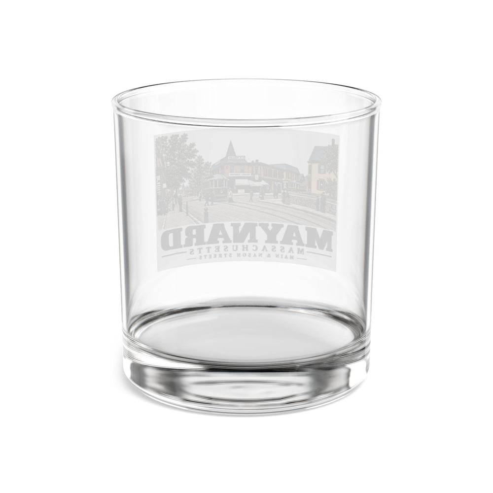 Illustrated Main & Nason Streets in Maynard on rocks glass