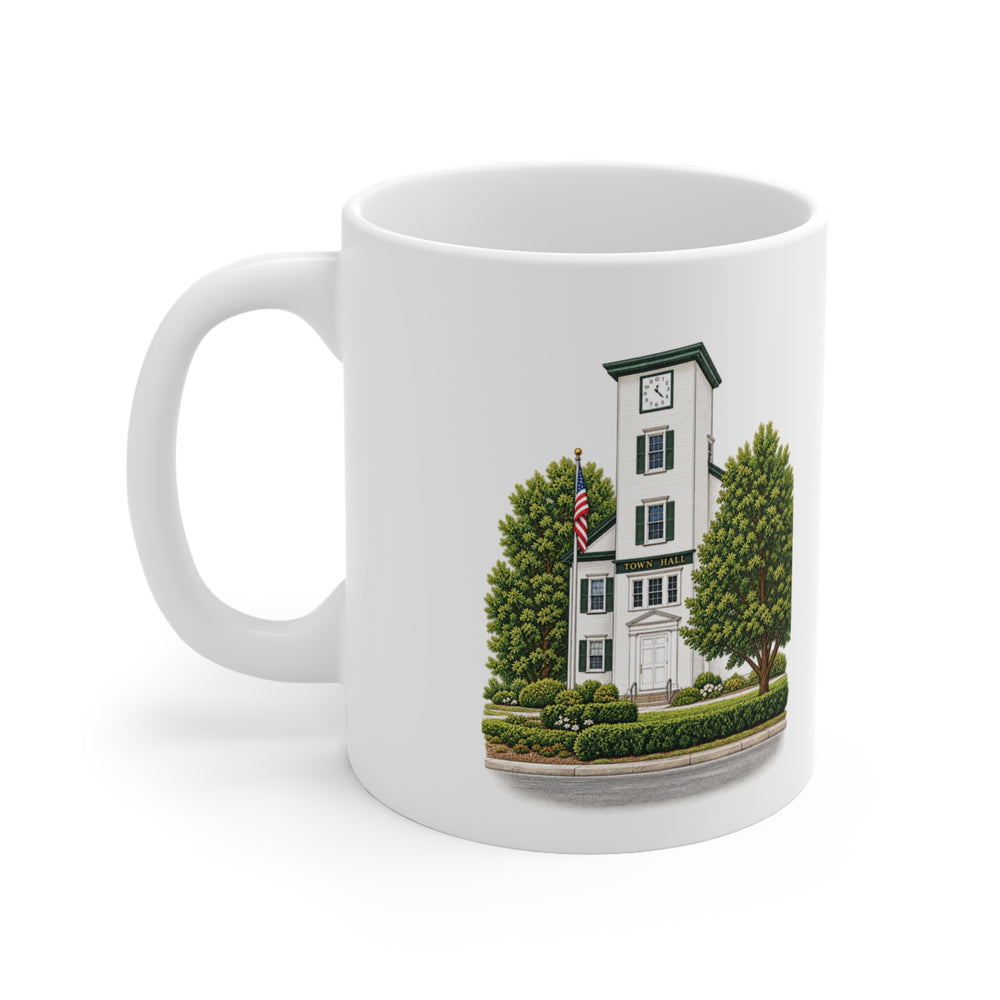 Bellingham Old Town Hall 11 oz ceramic mug — artwork view, handle left — Familiar History