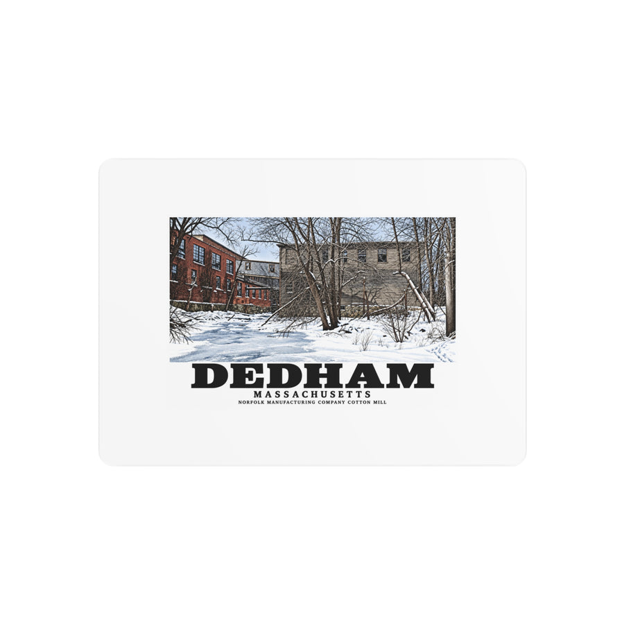 Illustrated Norfolk Manufacturing Company Cotton Mill in Dedham on metal art sign