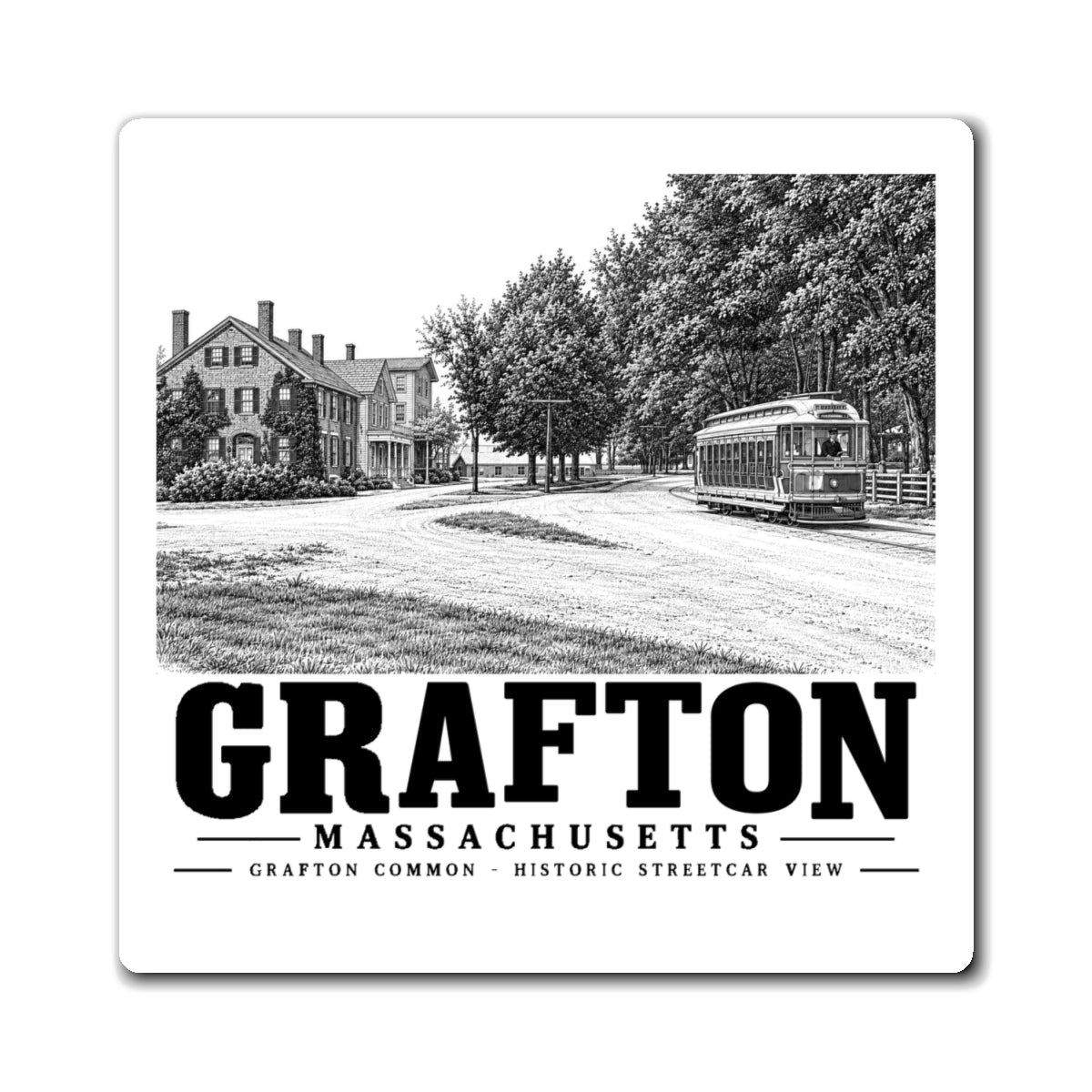 Grafton Common - Historic Streetcar View 4 in Magnet - Default - front product view