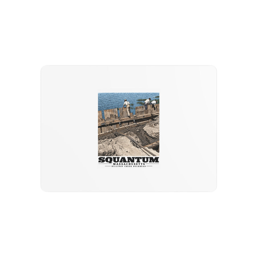 Repairing wood bulkhead-Billings Creek, Squantum 7 × 5 in Horizontal Metal Wall Art - Boston Harbor