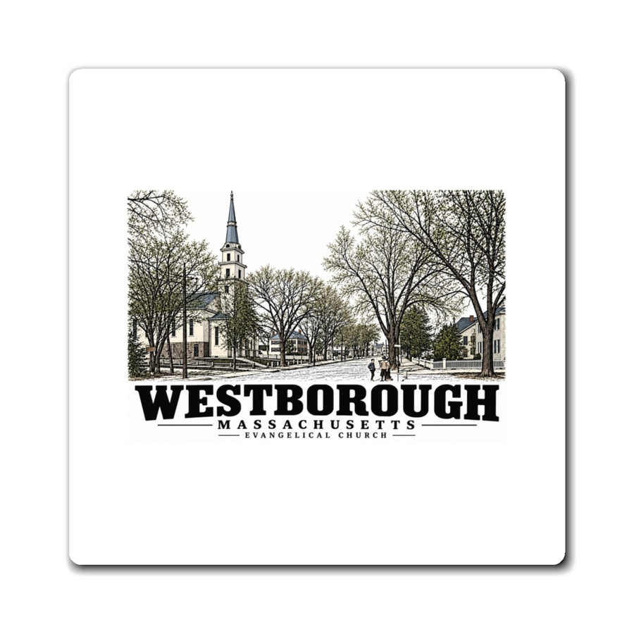 Illustrated Evangelical Church in Westborough on square magnet