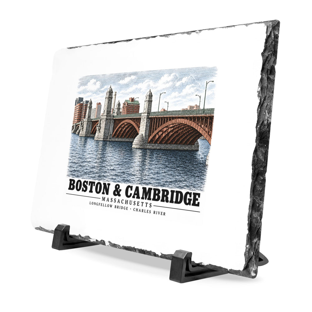 Longfellow Bridge, Charles Circle / Main Street across Charles River 7 × 11 in Slate Desk Plaque - Charles River