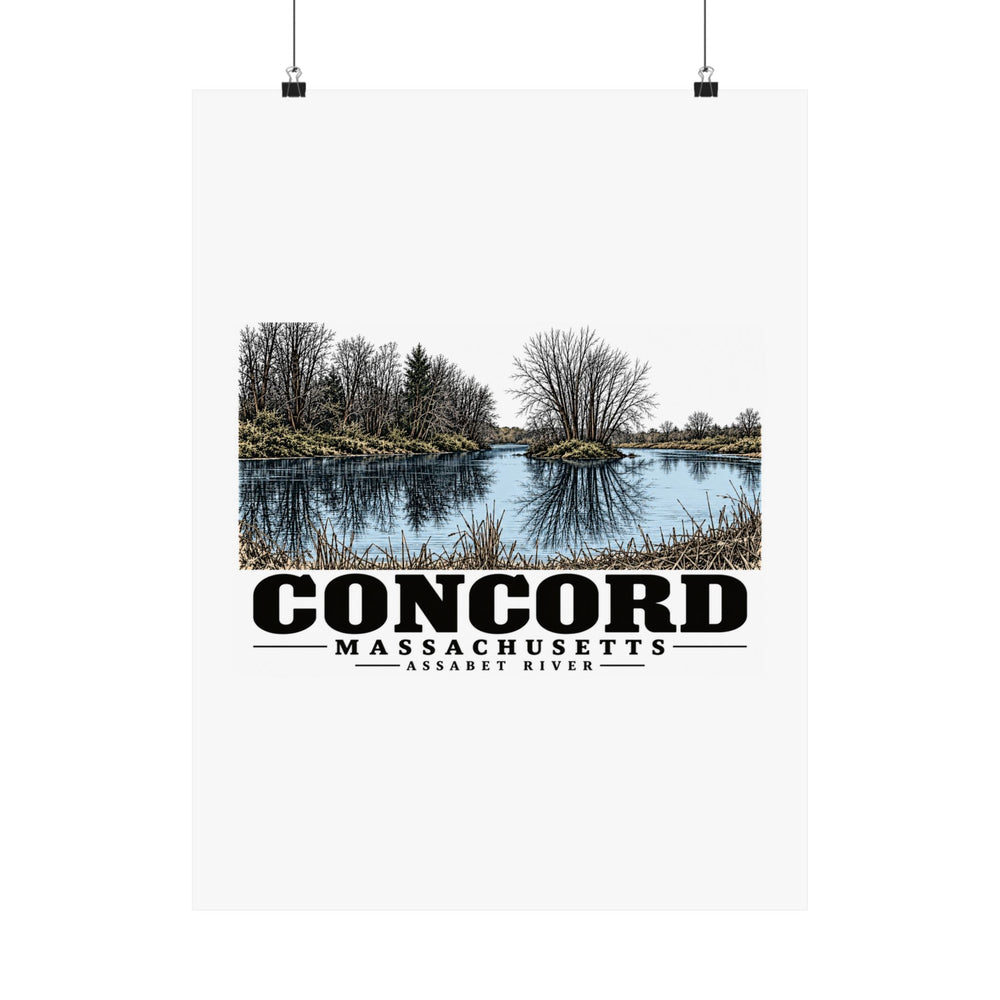 Illustrated Assabet River in Concord on unframed matte poster