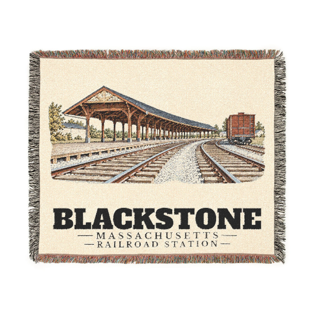 Railroad Station — Blackstone, Massachusetts woven blanket, product view 1