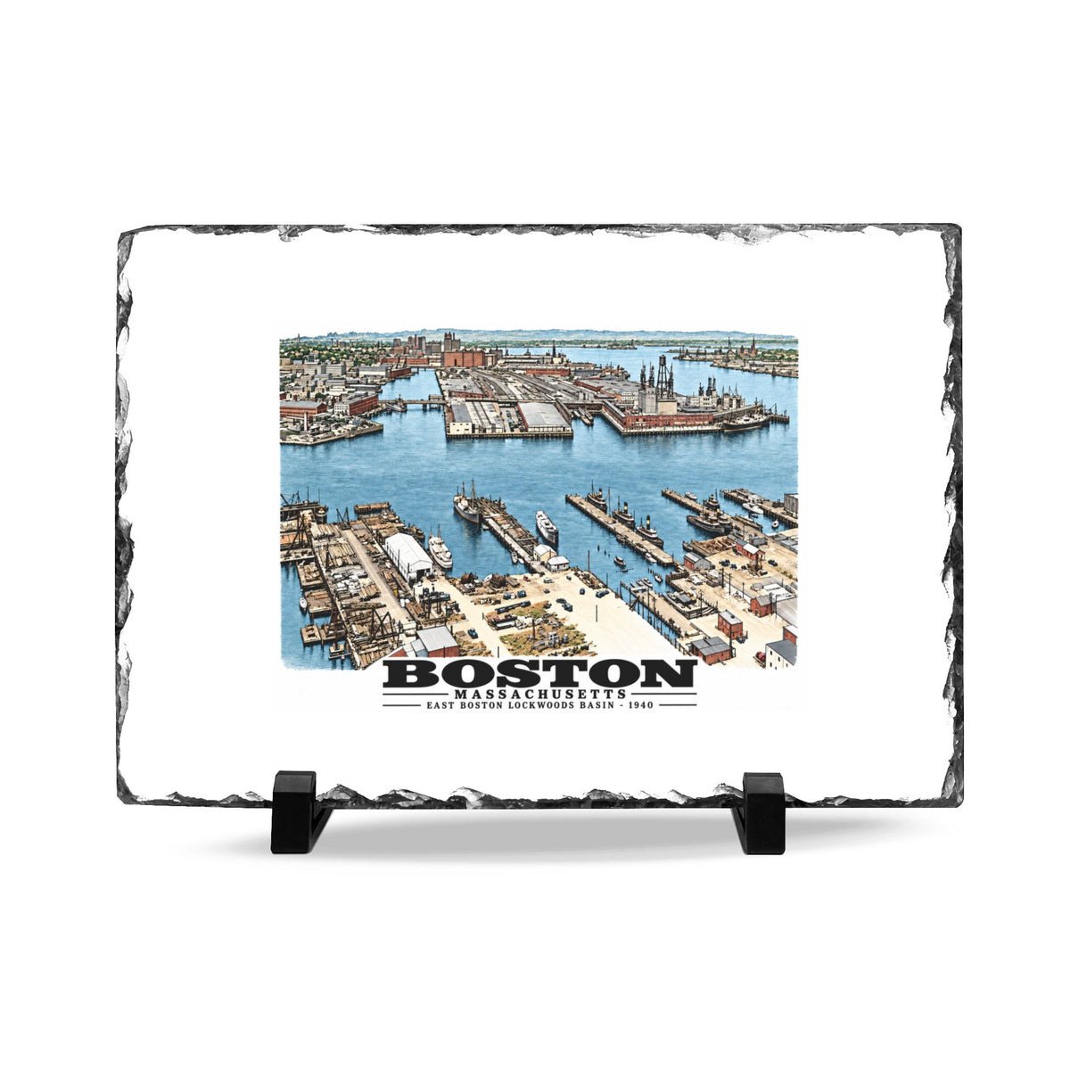 Lockwoods Basin 7 × 11 in Slate Desk Plaque - Boston Harbor