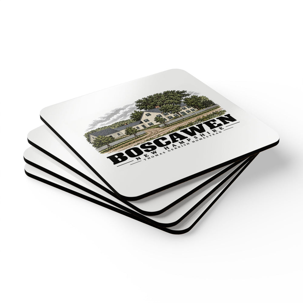 Boscawen Deacon Thomas Gerrish residence and attached farm buildings Cork Back Coaster Set - Merrimack Valley Goods