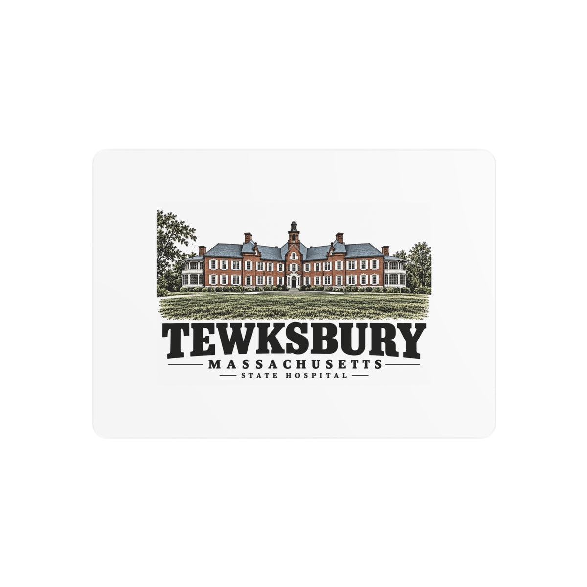 Front of State Hospital horizontal metal wall art, Tewksbury, Massachusetts.