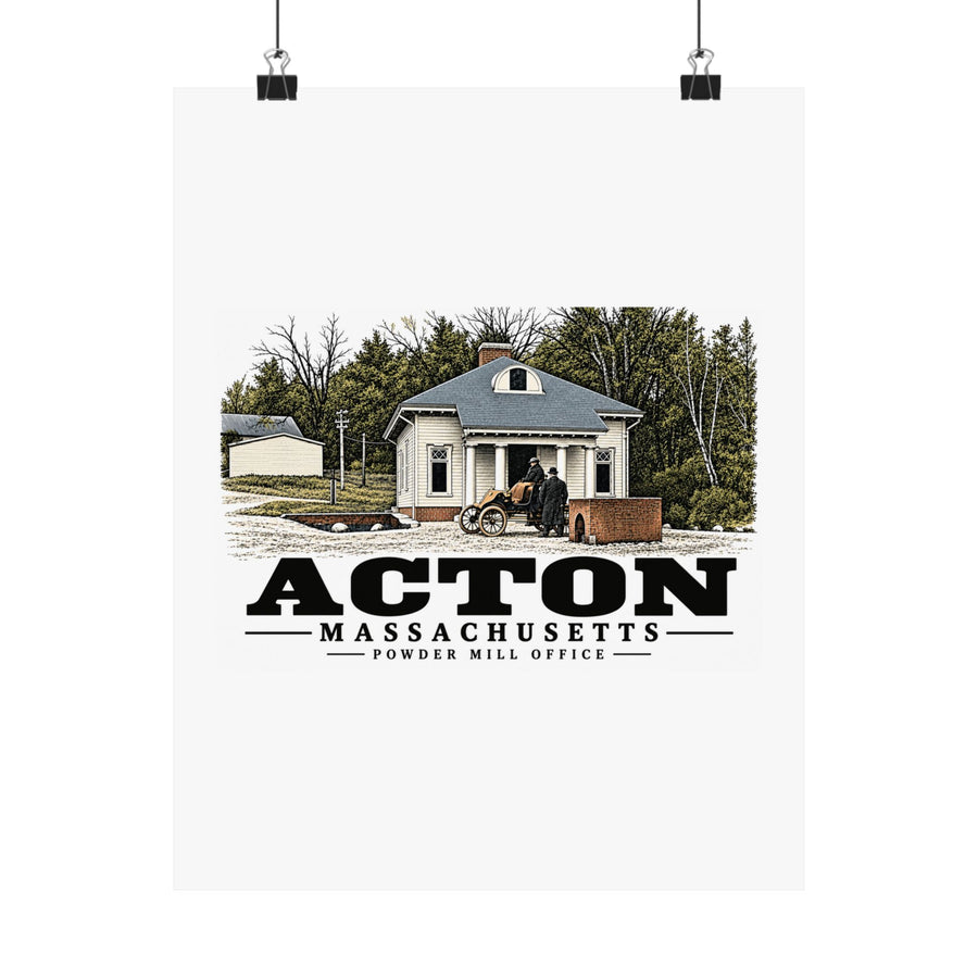 Illustrated Powder Mill Office in Acton on unframed matte poster