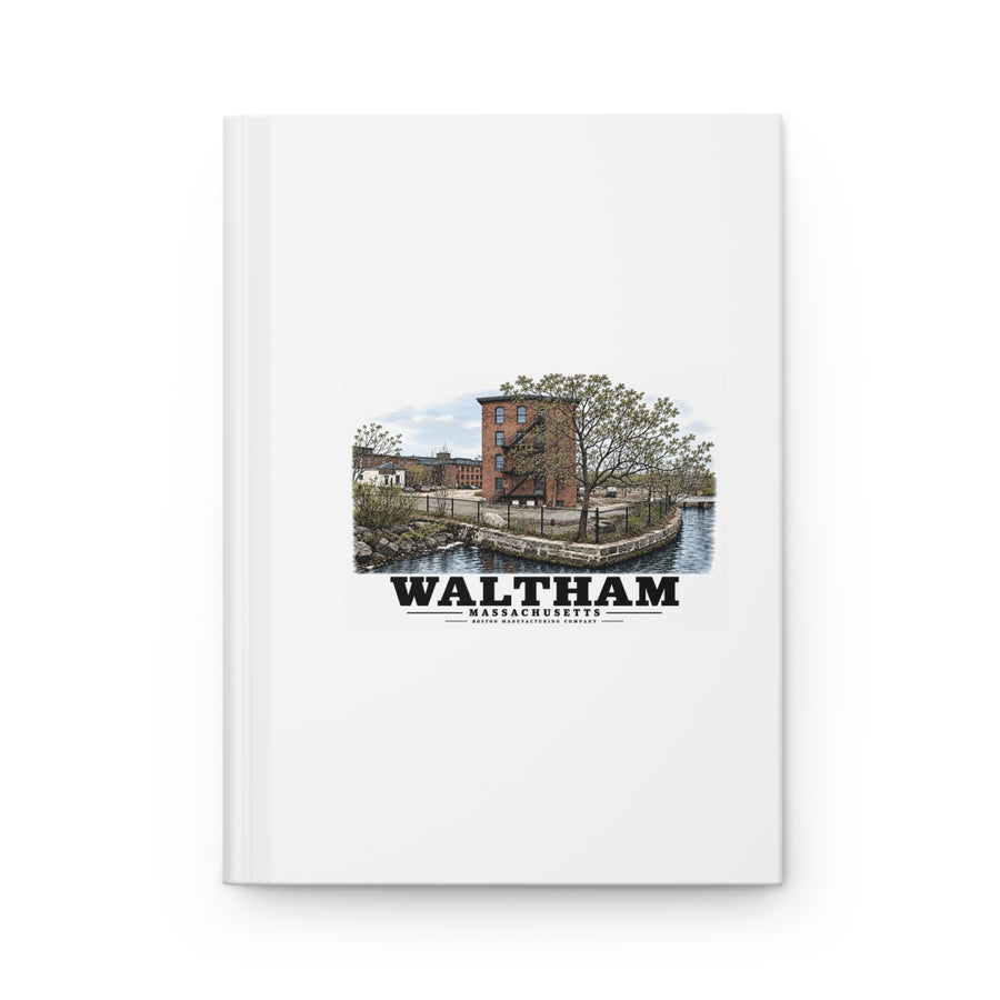 Illustrated Boston Manufacturing Company in Waltham on matte hardcover journal