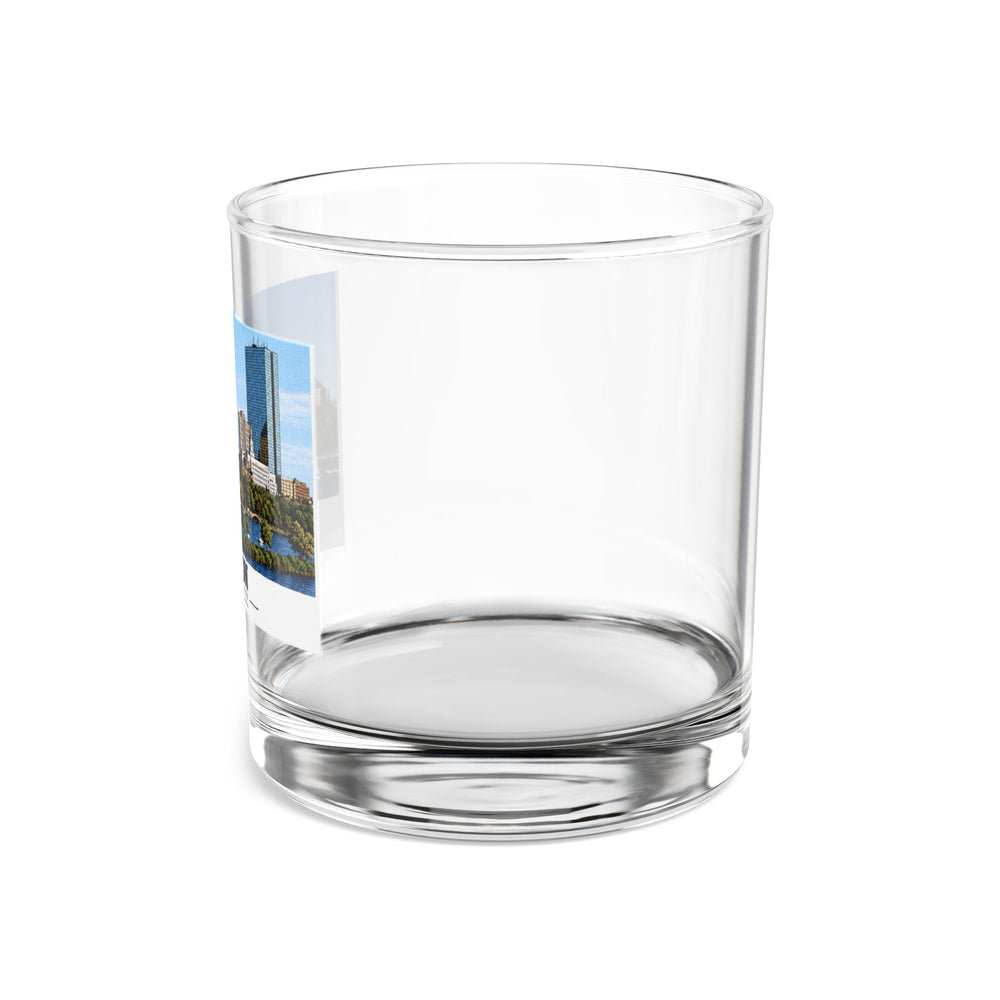 Illustrated St. Charles River view of Boston, Massachusetts in Boston and Cambridge on rocks glass