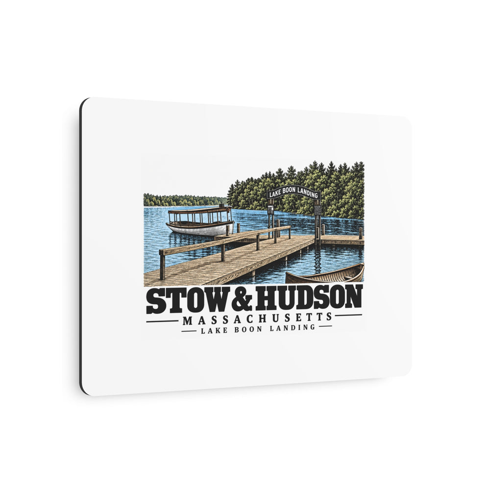 Illustrated Lake Boon Landing in Stow and Hudson on metal art sign