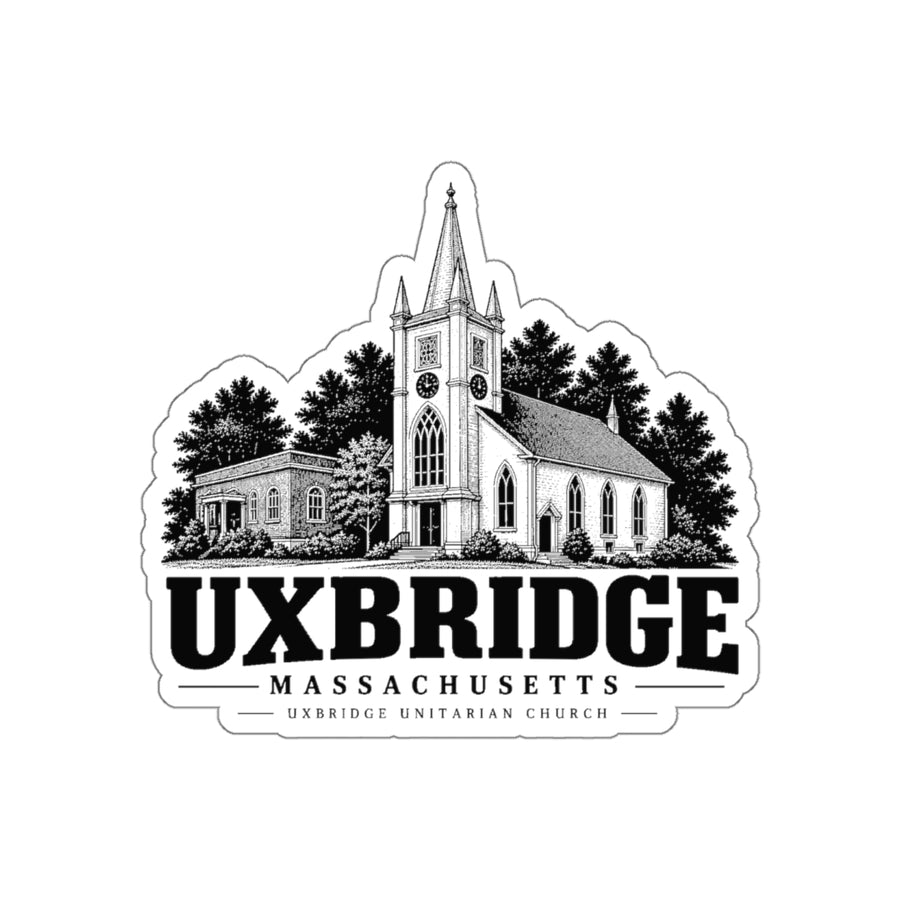 Uxbridge Unitarian Church 4-inch die-cut sticker, front product view