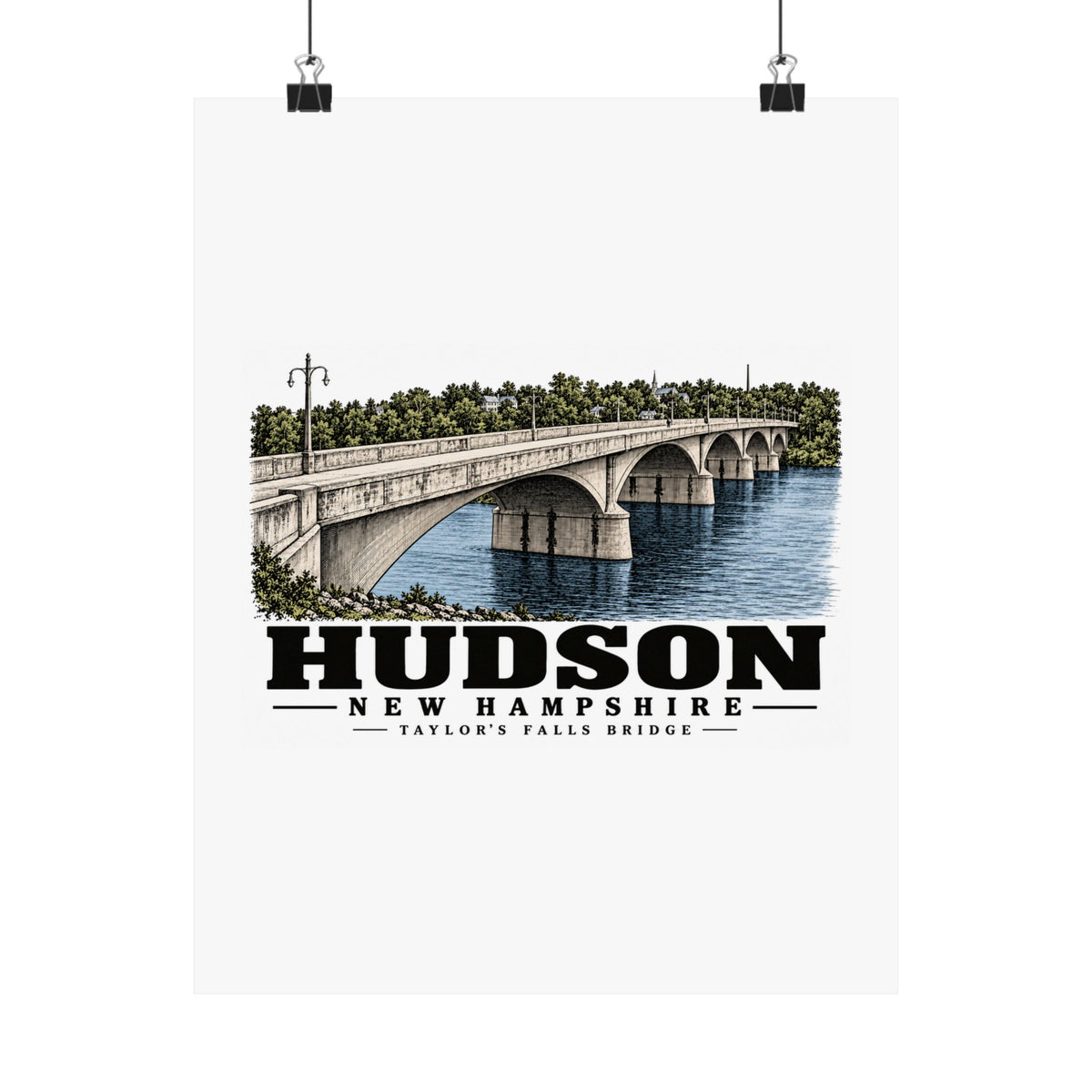 11 x 14 front of Taylor’s Falls Bridge matte poster, Hudson, New Hampshire.