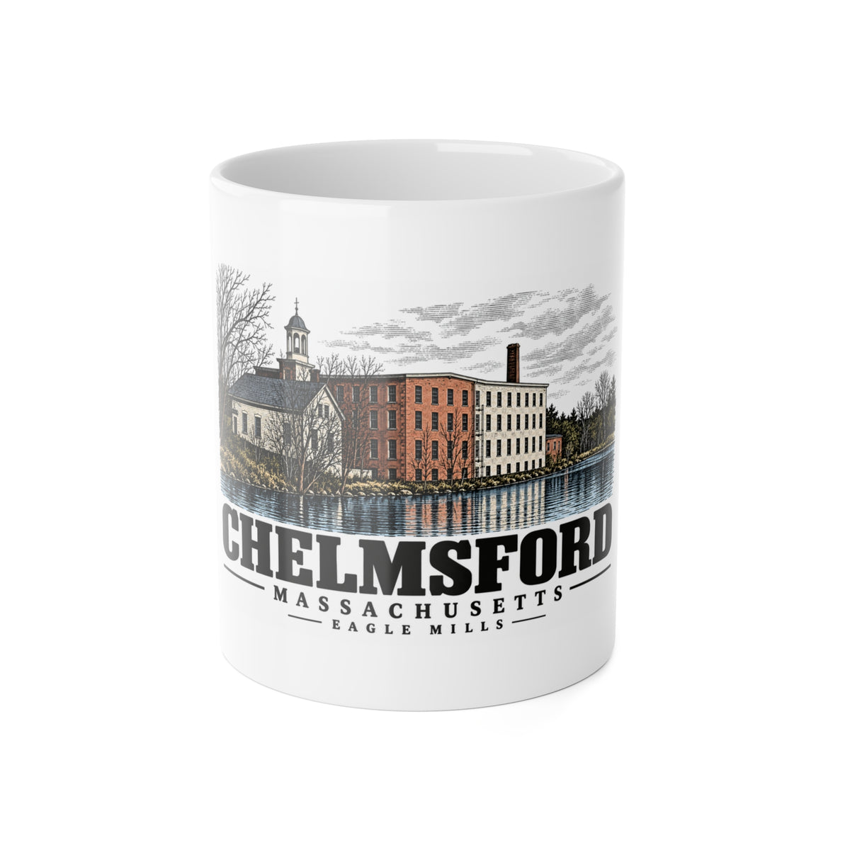 Chelmsford Eagle Mills 11 oz White Ceramic Mug - Merrimack Valley Goods