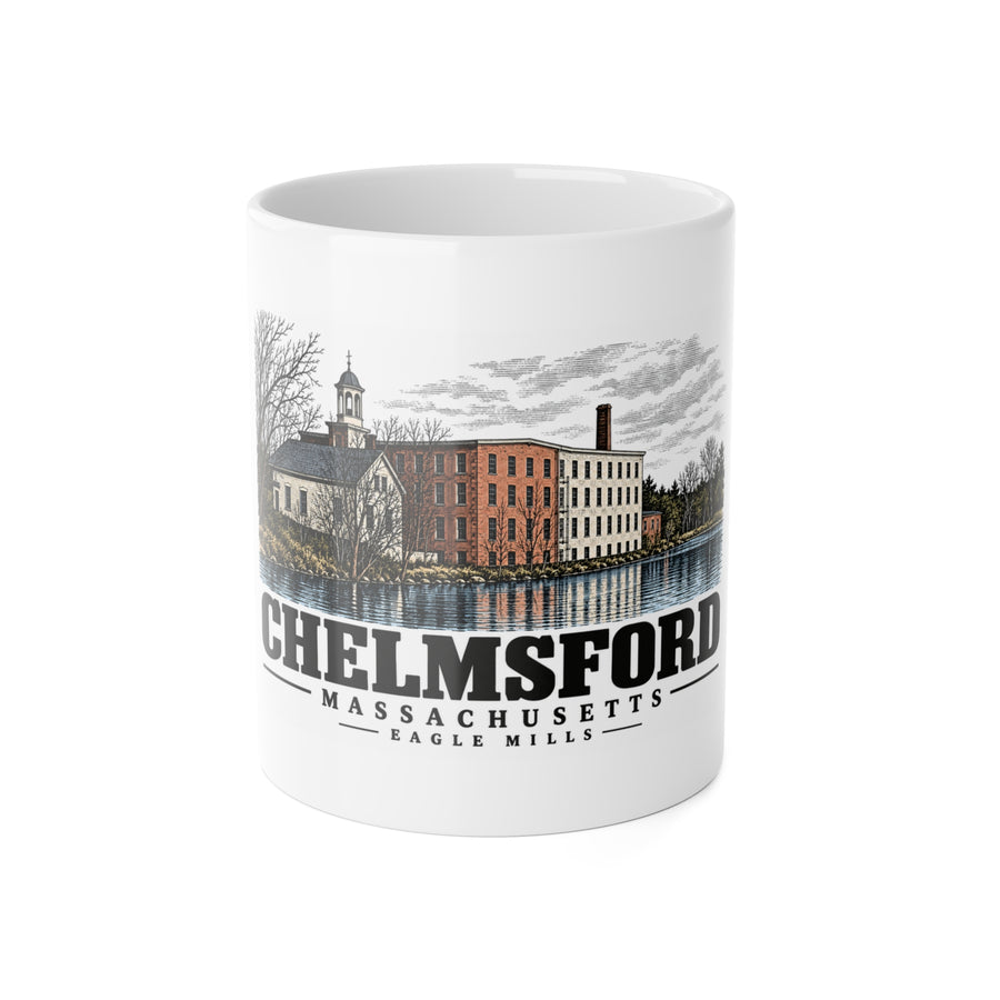 Chelmsford Eagle Mills 11 oz White Ceramic Mug - Merrimack Valley Goods