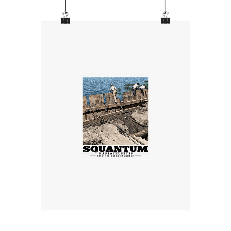 Repairing wood bulkhead-Billings Creek, Squantum Matte Heritage Poster — 11 × 14 and 18 × 24 in - Boston Harbor
