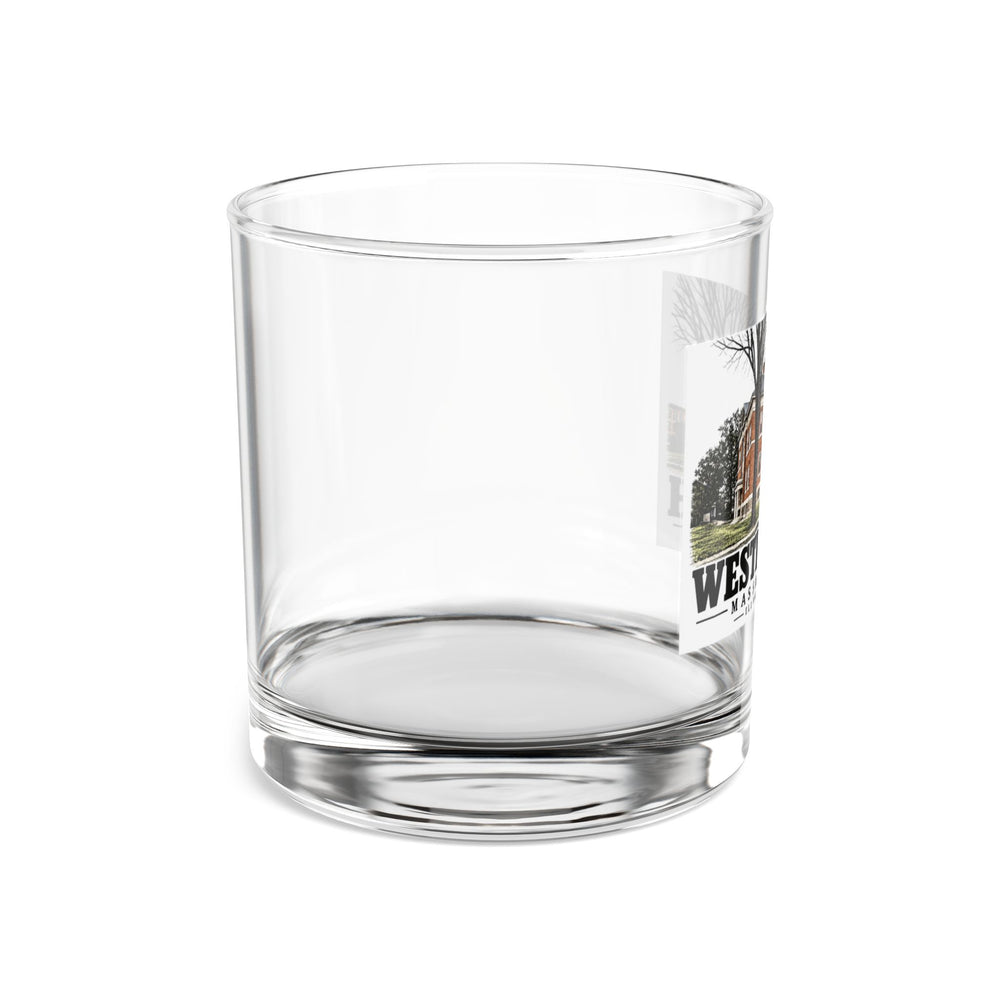 Illustrated Eli Whitney School in Westborough on rocks glass