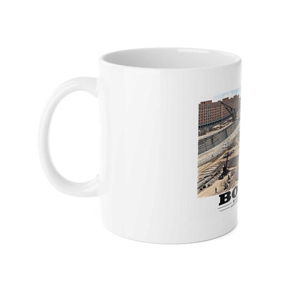 South Boston Dry Dock Area April 16-41 from roof of elevator shaft NW 11 oz White Ceramic Mug - Boston Harbor
