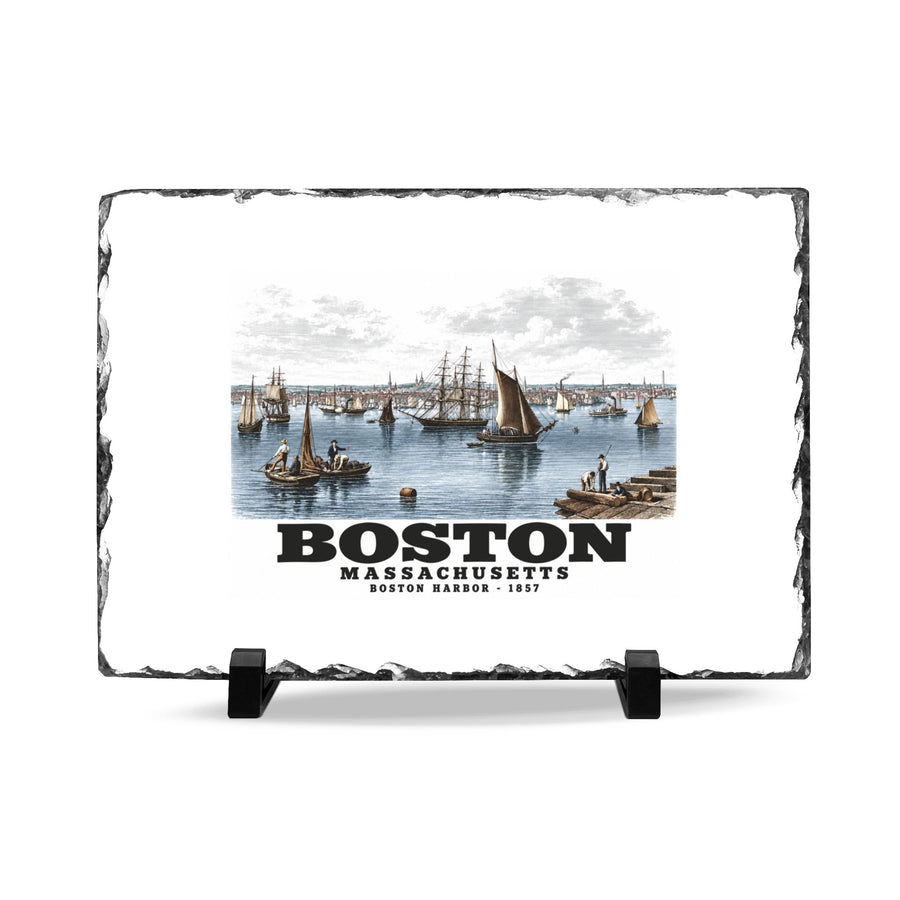 Boston 7 × 11 in Slate Desk Plaque - Boston Harbor